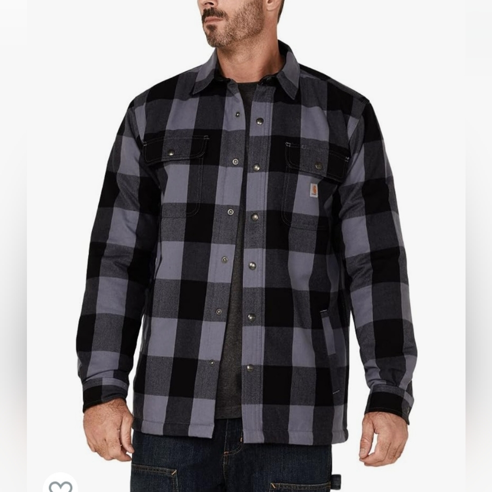 Carhartt Men's Relaxed Fit Heavyweight Flannel Sherpa-Lined Shirt Jacket